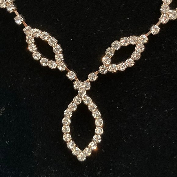 Gold Simulated Crystal Marquise Necklace - Picture 3 of 6